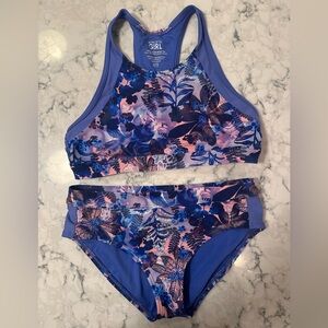 Athleta Girl Blue Floral Swimwear